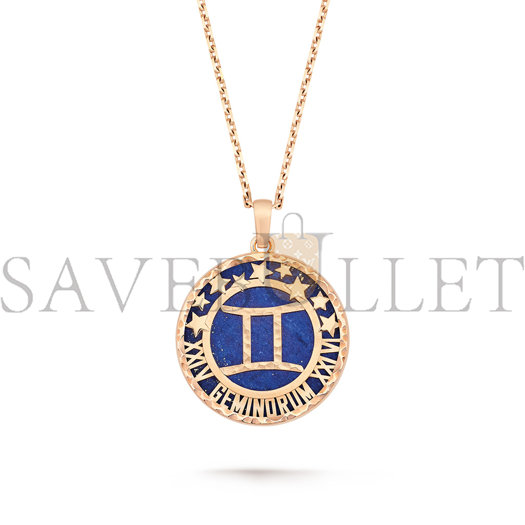 VAN CLEEF ARPELS ZODIAQUE LONG NECKLACE GEMINORUM (GEMINI) - ROSE GOLD, LAPIS LAZULI    VCARP9RD00